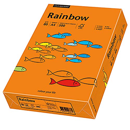 Papyrus 88042453 Drucker-/Kopierpapier bunt, Bastelpapier: Rainbow 80 g/m², A4, 500 Blatt, Matt, intensivorange von Papyrus