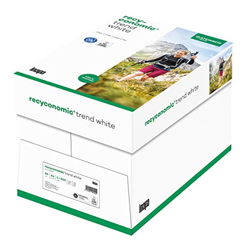 inapa Recycling-Papier, Druckerpapier Recyconomic trend white: 80 g/m², A4, 2500 Blatt (5x500), matt, CIE-Weiße: 85 von inapa