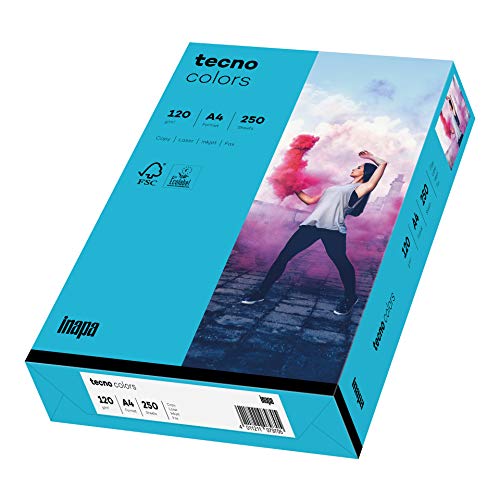 inapa farbiges Druckerpapier, buntes Papier tecno Colors: 120 g/m², A4, 250 Blatt, blau von inapa