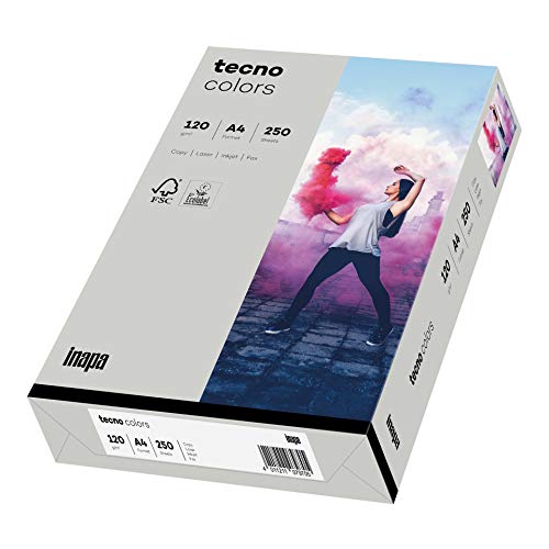 inapa farbiges Druckerpapier, buntes Papier tecno Colors: 120 g/m², A4, 250 Blatt, grau inapa farbiges Druckerpapier, buntes Papier tecno Colors: 120 g/m², A4, 250 Blatt, grau von inapa