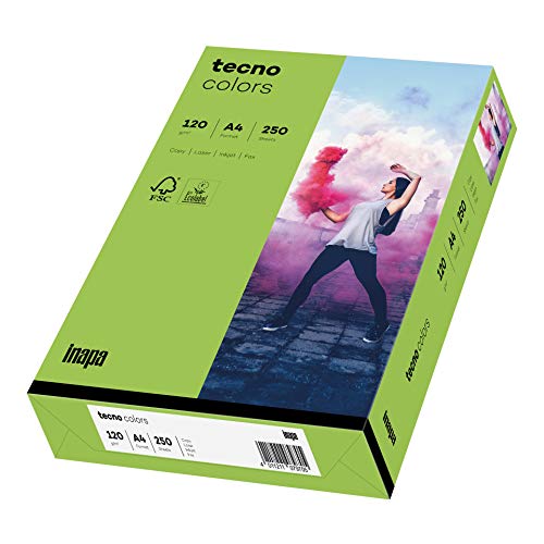 inapa farbiges Druckerpapier, buntes Papier tecno Colors: 120 g/m², A4, 250 Blatt, grün von inapa