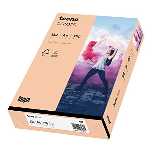 inapa farbiges Druckerpapier, buntes Papier tecno Colors: 120 g/m², A4, 250 Blatt, lachs von inapa