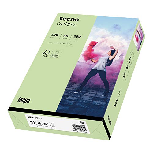 inapa farbiges Druckerpapier, buntes Papier tecno Colors: 120 g/m², A4, 250 Blatt, mittelgrün von inapa