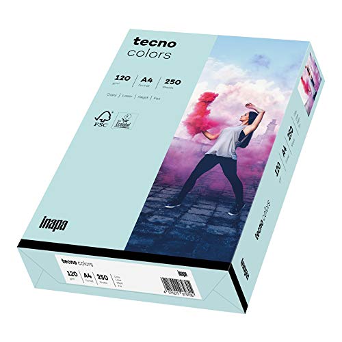 inapa farbiges Druckerpapier, buntes Papier tecno Colors: 120 g/m², A4, 250 Blatt, hellblau von inapa