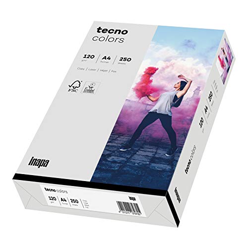 inapa farbiges Druckerpapier, buntes Papier tecno Colors: 120 g/m², A4, 250 Blatt, hellgrau inapa farbiges Druckerpapier, buntes Papier tecno Colors: 120 g/m², A4, 250 Blatt, hellgrau von inapa