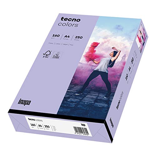 inapa farbiges Druckerpapier, buntes Papier tecno Colors: 160 g/m², A4, 250 Blatt, violett von inapa