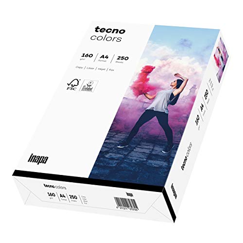inapa farbiges Druckerpapier, buntes Papier tecno Colors: 160 g/m², A4, 250 Blatt, weiß inapa farbiges Druckerpapier, buntes Papier tecno Colors: 160 g/m², A4, 250 Blatt, weiß von inapa