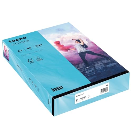 inapa farbiges Druckerpapier, buntes Papier tecno Colors: 80 g/m², A3, 500 Blatt, blau inapa farbiges Druckerpapier, buntes Papier tecno Colors: 80 g/m², A3, 500 Blatt, blau von inapa