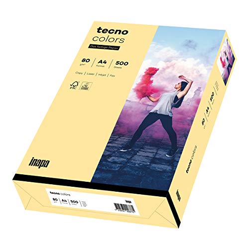 inapa farbiges Druckerpapier, buntes Papier tecno Colors: 80 g/m², A4, 500 Blatt, chamois von inapa