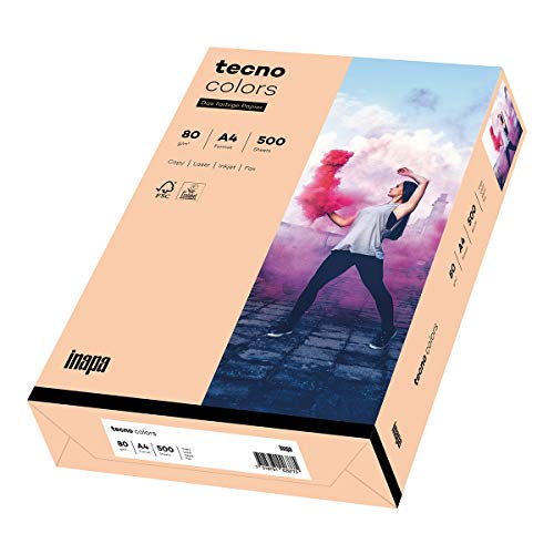 inapa farbiges Druckerpapier, buntes Papier tecno Colors: 80 g/m², A4, 500 Blatt, lachs von inapa