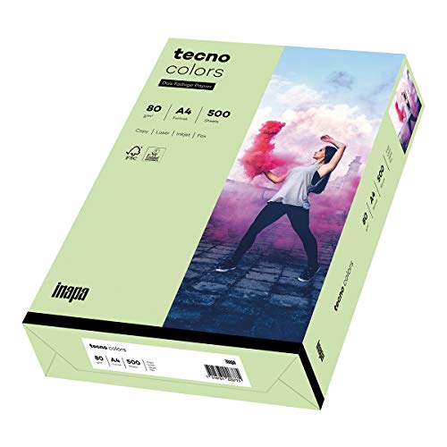 inapa farbiges Druckerpapier, buntes Papier tecno Colors: 80 g/m², A4, 500 Blatt, mittelgrün von inapa