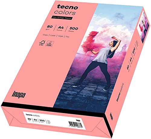 inapa farbiges Druckerpapier, buntes Papier tecno Colors: 80 g/m², A4, 500 Blatt, rosa von inapa