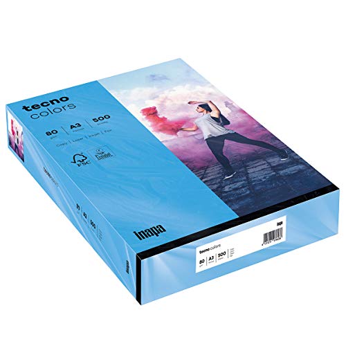 inapa farbiges Druckerpapier, buntes Papier tecno Colors: 80 g/m², A3, 500 Blatt, intensivblau, 80g / m² inapa farbiges Druckerpapier, buntes Papier tecno Colors: 80 g/m², A3, 500 Blatt, intensivblau, 80g / m² von inapa
