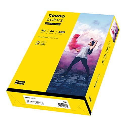 inapa farbiges Druckerpapier, buntes Papier tecno Colors: 80 g/m², A4, 500 Blatt, intensivgelb inapa farbiges Druckerpapier, buntes Papier tecno Colors: 80 g/m², A4, 500 Blatt, intensivgelb von inapa