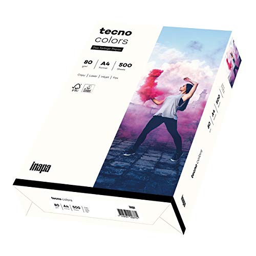 inapa farbiges Druckerpapier, buntes Papier tecno Colors: 80 g/m², A4, 500 Blatt, naturweiß von inapa