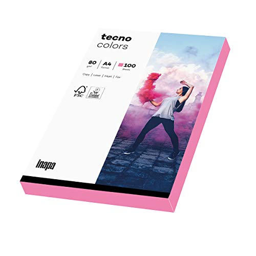 inapa farbiges Druckerpapier buntes Papier tecno Colors: 80 g/m², A4, 100 Blatt, neon pink von inapa