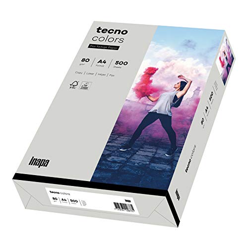 inapa farbiges Kopierpapier, buntes Papier tecno Colors: 80 g/m², A4, 500 Blatt, grau von inapa