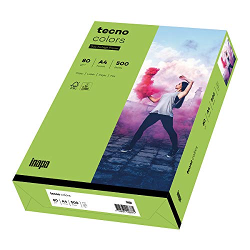 inapa farbiges Kopierpapier, buntes Papier tecno Colors: 80 g/m², A4, 500 Blatt, grün von inapa