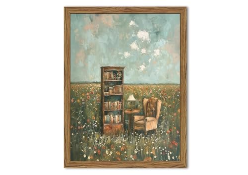 Vintage Skurrile Buchliebhaber-Wandkunst, Impressionistisches Blumenfeld-Gemälde, Dekoration, rustikale Buchecke, Leinwanddrucke, Buchgeschenk, französisches Landkunstwerk für Schlafzimmer, Wohnzimmer Vintage Skurrile Buchliebhaber-Wandkunst, Impressionistisches Blumenfeld-Gemälde, Dekoration, rustikale Buchecke, Leinwanddrucke, Buchgeschenk, französisches Landkunstwerk für Schlafzimmer, Wohnzimmer von inch sunshine art