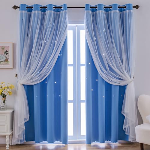 indistar Stern-Ausschnitt Kinderfenster Verdunkelungsvorhänge für Mädchen, Schlafzimmer, Fensterzimmer, Verdunkelungsvorhänge und Vorhänge, Baby-Kinderzimmervorhänge (2 Paneele, 132 x 240 cm, Blau) indistar Stern-Ausschnitt Kinderfenster Verdunkelungsvorhänge für Mädchen, Schlafzimmer, Fensterzimmer, Verdunkelungsvorhänge und Vorhänge, Baby-Kinderzimmervorhänge (2 Paneele, 132 x 240 cm, Blau) von indistar