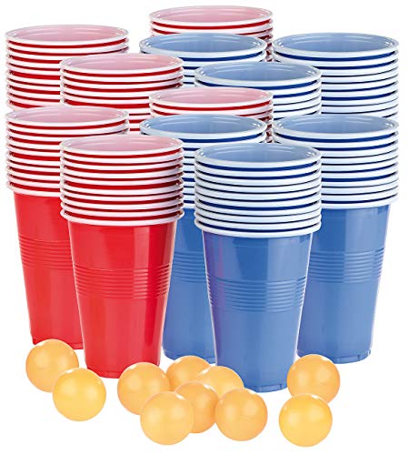 infactory Bierpong Set: Trinkspiel-Set Bier Pong mit 120 Bechern (je 450 ml) und 10 Bällen (Trink-Spiele, Bierpong-Ball, Vatertag) von infactory