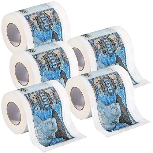 infactory Scherz-Klopapier: Retro-Toilettenpapier 100 D-Mark, 5 Rollen (Fun-Toilettenpapier-Rollen, lustige Klopapier, Geschenkpapier) von infactory