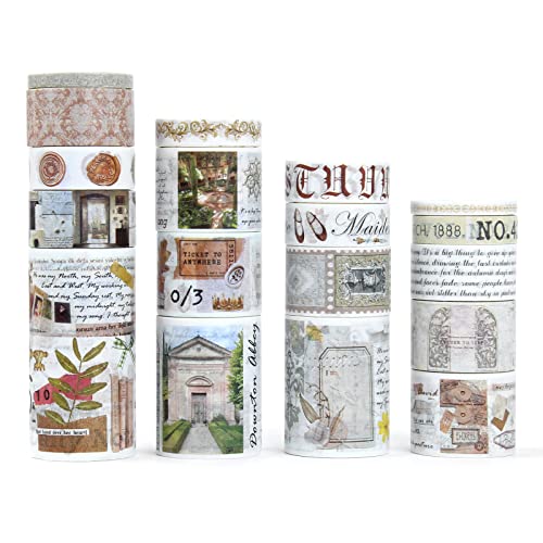 18 Rollen Washi Tape Set - Infeelme Vintage Masking Tapes, Dekorative Klebebänder mit Mehreren Mustern für Scrapbooking, Bullet Journal, Tagebücher, Kalender und Karten von infeelme