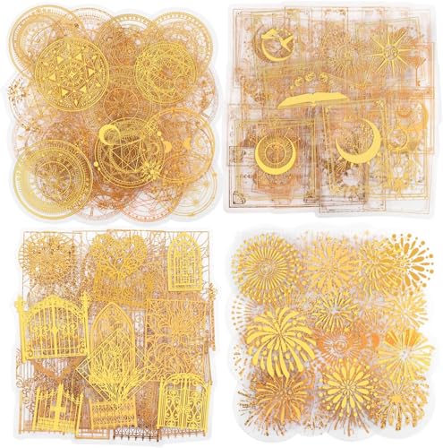 180 Stücke Scrapbooking Aufkleber, Infeelme Gestanzte Goldene Holografische Aufkleber, Dekorative selbstklebende Sticker für Bullet Journal, Tagebuch, Planer, Zeitplanbuch, Agenda, Kalender von infeelme