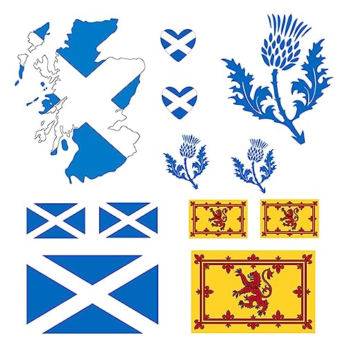 inking house 12 x Schottland Bügelbilder für Stoffe, Schottisches Herz, Distel, Schottische Flagge, Landkarte von inking house