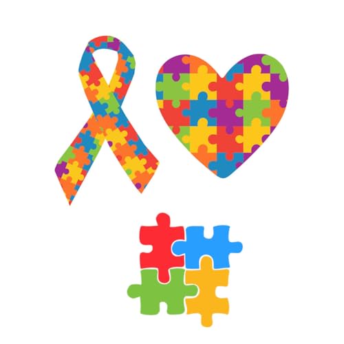 2 x Autismus-Bewusstseins-Bügelbild, Siebdruck, Applikation, Motivübertragung, Puzzle-Band. 2 x Autismus-Bewusstseins-Bügelbild, Siebdruck, Applikation, Motivübertragung, Puzzle-Band. von inking house