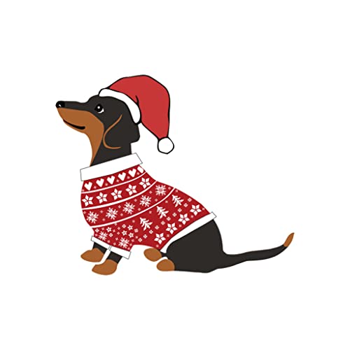 4 x Weihnachts-Hunde-Aufnäher zum Aufbügeln auf Siebdruck, Stoffapplikation, maschinenwaschbar, Transfer, Dackel, Urlaub von inking house