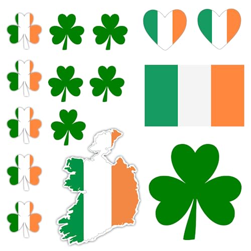 Bügelbilder für Stoffe, Irland-Flagge, Kleeblatt, irische Karte, 15 Stück von inking house