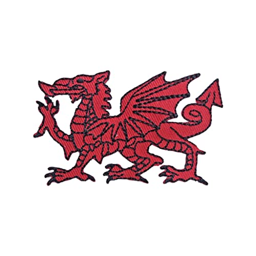 Wales Drachen-Stickerei-Aufnäher, zum Aufbügeln oder Aufnähen, besticktes Motiv, Transfer, walisischer Drachen-Applikation von inking house