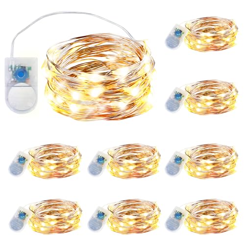 innolife Aufgerüstet 9er-Pack Lichterketten mit Timer, Batterie Kupferdraht Lichterkette 2M 20 LEDs lichterketten Weihnachten Batteriebetrieben Wasserdichte Lichter innen und Außen Deko, Warmweiß innolife Aufgerüstet 9er-Pack Lichterketten mit Timer, Batterie Kupferdraht Lichterkette 2M 20 LEDs lichterketten Weihnachten Batteriebetrieben Wasserdichte Lichter innen und Außen Deko, Warmweiß von innolife