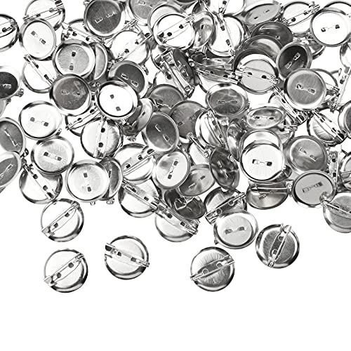 inodiref 100 Stück Abzeichen Button Pin Iron Brosche Verschlüsse Silber Broschen Tablett mit Sicherheitsnadel Button Pins für Abzeichen, Corsage, Schmuck Craft Making (20 mm) von inodiref