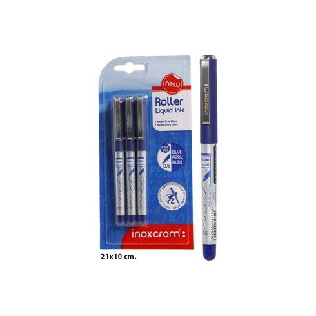 Inoxcrom - Kugelschreiber free ink blau 0,5mm Edelstahl, 3 Stück von inoxcrom: