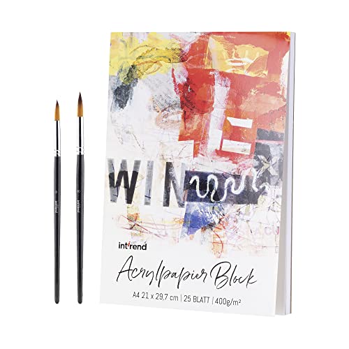 int!rend Acryl Papier Zeichenblock - 25 Blatt Malblock Din A4 - Zeichenpapier - Skizzenblock A4 - Malblock Zeichen Block - Drawing Pad mit 2x Pinsel - Weiß int!rend Acryl Papier Zeichenblock - 25 Blatt Malblock Din A4 - Zeichenpapier - Skizzenblock A4 - Malblock Zeichen Block - Drawing Pad mit 2x Pinsel - Weiß von int!rend