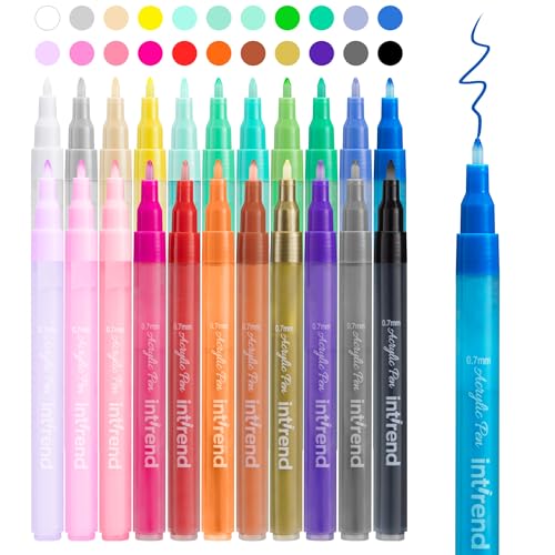 int!rend Acryl-Filzstifte mit 0,7 mm Spitze – Acrylmarker, 22 Farben, wasserfest, für Papier, Leinwand, Holz, Ton und Stein – Filzstifte int!rend Acryl-Filzstifte mit 0,7 mm Spitze – Acrylmarker, 22 Farben, wasserfest, für Papier, Leinwand, Holz, Ton und Stein – Filzstifte von int!rend