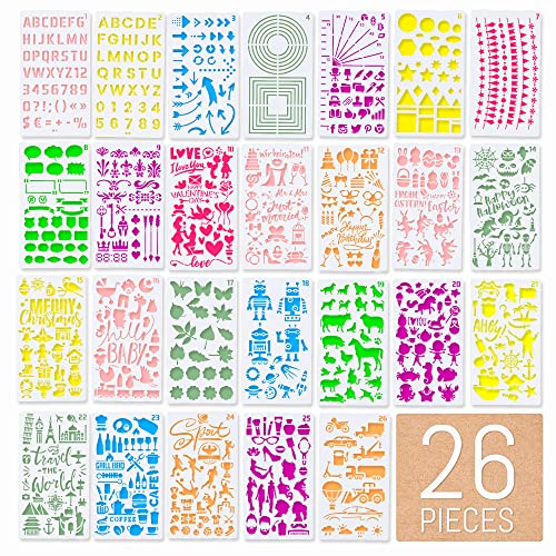 int!rend Schablonen Kinder im Set 26 Stück - Malschablonen für Bullet Journal, Bastelarbeiten & DIY - mit Mustern für Scrapbooking, Fotoalbum, Planer & DIY Karten int!rend Schablonen Kinder im Set 26 Stück - Malschablonen für Bullet Journal, Bastelarbeiten & DIY - mit Mustern für Scrapbooking, Fotoalbum, Planer & DIY Karten von int!rend