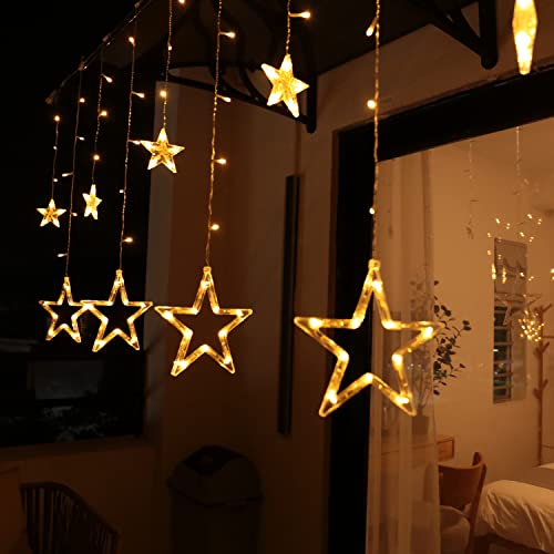 12 Sterne LED Lichterkette, Lichtervorhang weihnachtslichter Sternenvorhang 138 LEDs 8 Modi Für Innen Außen, Weihnachten, Party, Deko, Hochzeit, Garten, Balkon 12 Sterne LED Lichterkette, Lichtervorhang weihnachtslichter Sternenvorhang 138 LEDs 8 Modi Für Innen Außen, Weihnachten, Party, Deko, Hochzeit, Garten, Balkon von interGo