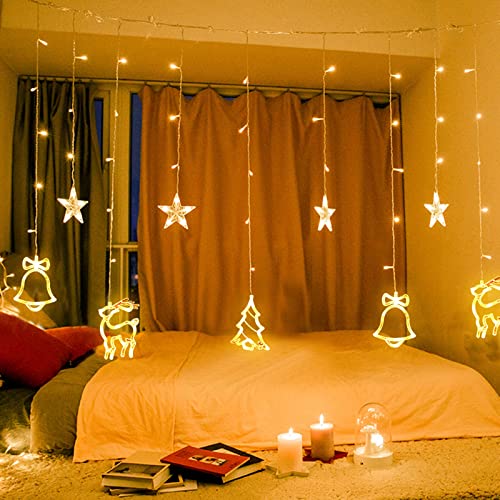 138 LED Lichtervorhang, LED Lichterkette mit Sterne & Weihnachtsmuster, Weihnachtsbeleuchtung Innen Außen Wasserdicht Dekoration für Weihnachtsdeko 138 LED Lichtervorhang, LED Lichterkette mit Sterne & Weihnachtsmuster, Weihnachtsbeleuchtung Innen Außen Wasserdicht Dekoration für Weihnachtsdeko von interGo