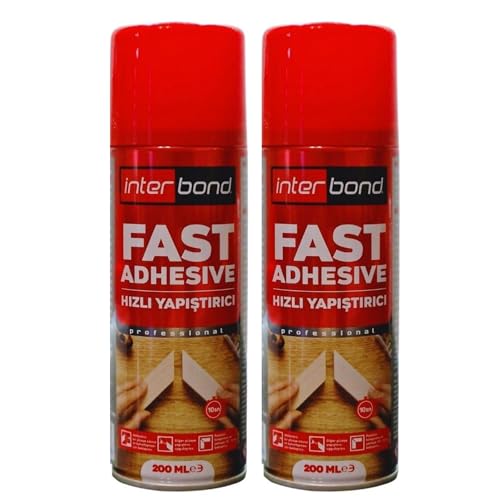 Interbond Aktivator Spray Aushärtungsbeschleuinger 2 Stück 200ml für Sekundenkleber - Aerosol Sprühdose Extra Stark für Schnelles Aushärten von Alleskleber, Stoffkleber, Holzkleber - Sofortige Haftung von interbond