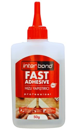 Interbond Fast Adhesive Sekundenkleber extra stark 50gr. | InterBond| Dickflüssiger Superkleber | Universell verwendbar zum Kleben von Plastik, Kunststoff, Glas, Holz, Stein, Metall uvm (50g) von interbond