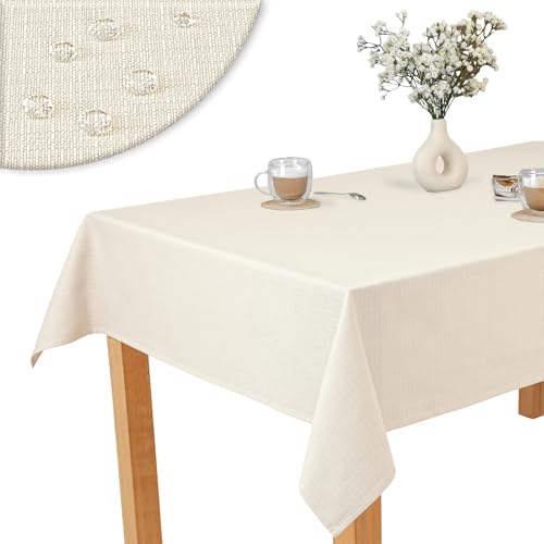 invitta Baumwoll-Polyester-Tischdecke Champagner 120x240 cm, Elegante Leinenoptik, Fleckabweisend, Hochwertige Baumwoll-Polyester-Mischung 230g/m², Pflegeleicht, O1-P130 invitta Baumwoll-Polyester-Tischdecke Champagner 120x240 cm, Elegante Leinenoptik, Fleckabweisend, Hochwertige Baumwoll-Polyester-Mischung 230g/m², Pflegeleicht, O1-P130 von invitta