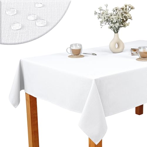 invitta Baumwoll-Polyester-Tischdecke Weiß 80x140 cm, Elegante Leinenoptik, Fleckabweisend, Hochwertige Baumwoll-Polyester-Mischung 230g/m², Pflegeleicht, O1-P130 invitta Baumwoll-Polyester-Tischdecke Weiß 80x140 cm, Elegante Leinenoptik, Fleckabweisend, Hochwertige Baumwoll-Polyester-Mischung 230g/m², Pflegeleicht, O1-P130 von invitta
