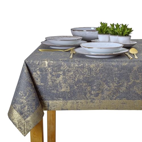 invitta Premium Tischdecke Grau mit Goldakzenten 100x100 cm – luxuriöser Look mit 5 cm breitem, hochwertigem Kuvertsaum – Fleckenschutz mit Lotus-Effekt, pflegeleicht, 100% Polyester – O5-6112-2502-Z invitta Premium Tischdecke Grau mit Goldakzenten 100x100 cm – luxuriöser Look mit 5 cm breitem, hochwertigem Kuvertsaum – Fleckenschutz mit Lotus-Effekt, pflegeleicht, 100% Polyester – O5-6112-2502-Z von invitta