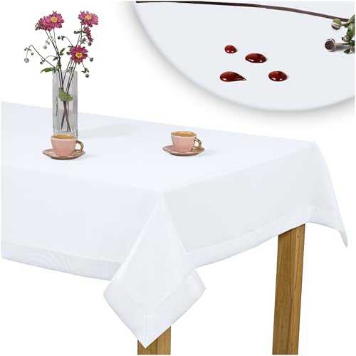 invitta Tischdecke Classic Elegance Weiß 120x240 cm, Uni Glatt Elegant mit 5 cm Kuvertsaum Fleckabweisend mit Lotuseffekt 100% Polyester, O5 H200 2000 invitta Tischdecke Classic Elegance Weiß 120x240 cm, Uni Glatt Elegant mit 5 cm Kuvertsaum Fleckabweisend mit Lotuseffekt 100% Polyester, O5 H200 2000 von invitta