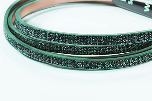 INWARIA Bänder aus Lederimitat 5mm 120 cm flach Glitzermuster Kunstleder Band, KLB-23 (Olivgrün) von inwaria