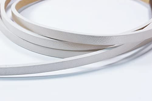 INWARIA Bänder aus Lederimitat 5mm 120 cm flach Kunstlederband Kunstleder Band, KLB-25 (Beige-metallic) von inwaria