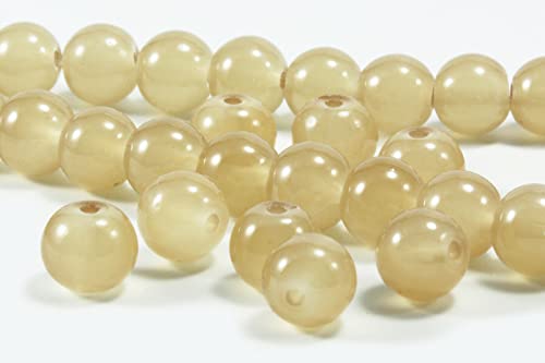 INWARIA Glasperlen rund Qualitäts - Perlen Schmuck basteln, Ø 6 mm, 100 Stück, P-1/6 (Beige) von inwaria